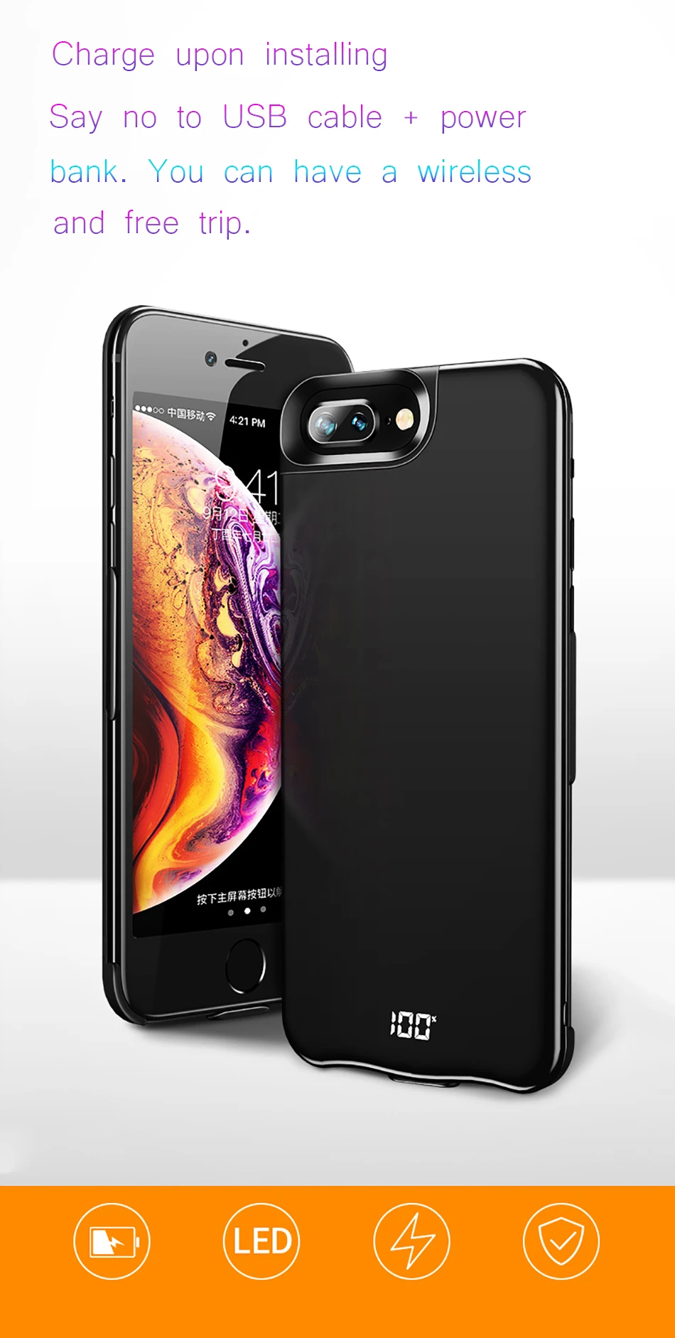 Аккумулятор чехол для iphone 6s 6 7 8 Plus 5000/6000/8000mah зарядное устройство чехол для iphone XS Max XR зарядное устройство чехол