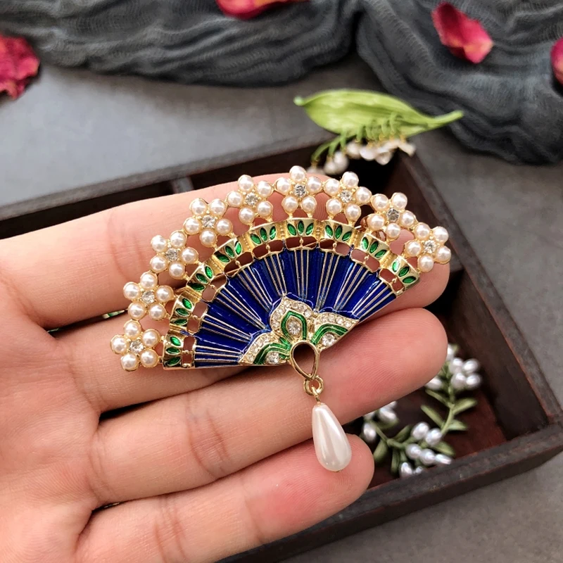 Модная антикварная брошь ручной работы броши с эмалью и жемчугом в Западном
