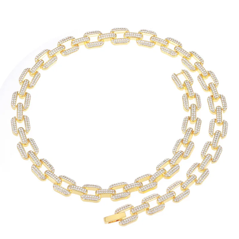 

Bling Coffee Bean Link Chain Bracelet for Men 12MM Iced Out CZ Pig Nose Rhinestone Bracelet 2021 Fashion HIP HOP Jewelry
