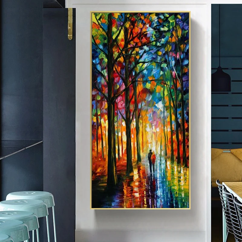 

Abstract Landscape Wall Art Canvas Painting Posters and Prints Forest Street Rainy Landscape Wall Art Pictures for Room Decor