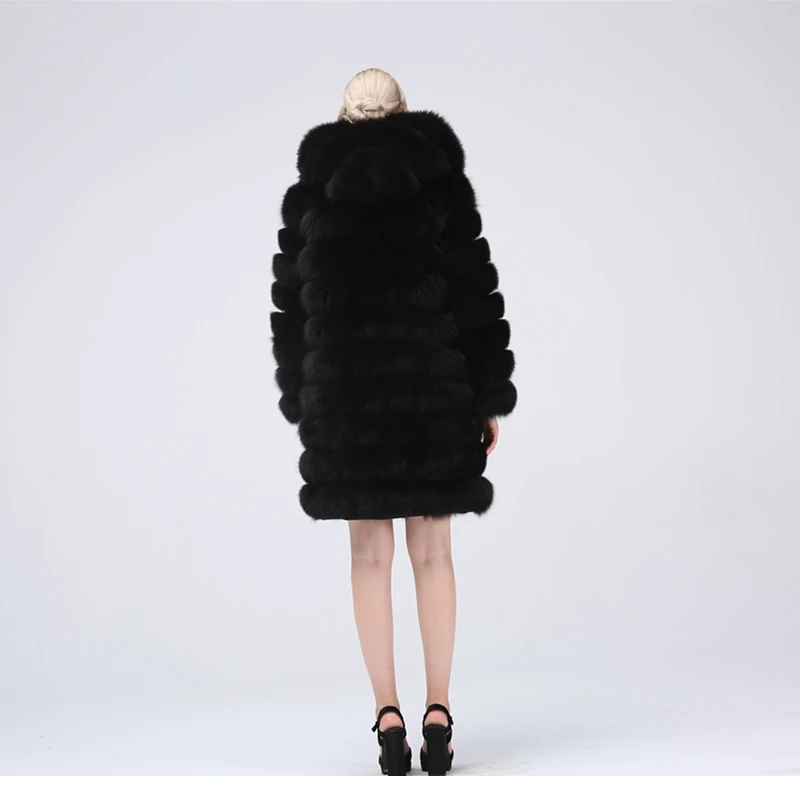 New leather coat 100% natural fur jacket, winter women's fur coat, fox fur coat, high-quality fur vest, detachable hat sleeve 7