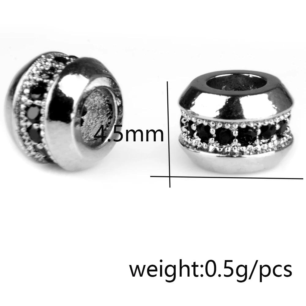 

3pcs/lot Cylinder Spacer Beads Micro Pave CZ Zircon Crown Charms for Beaded Men Bracelet DIY Making Accessories Wholesale