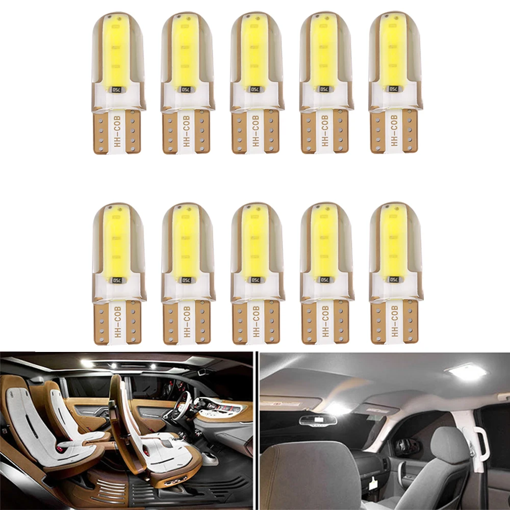 

10 шт. силикагель светодиодный Cob W5W T10 194 6smd 12V 6 Smd лампы авто номерного знака Лампа для чтения Клин просвет светильник, устанавливаемый на крыш...