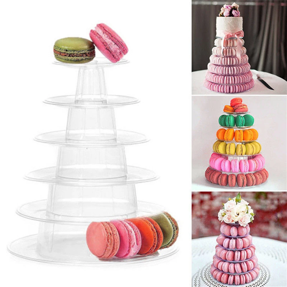 

6-tiers Macaron Display Stand Cupcake Tower Rack Cake Stand Pvc Tray For Wedding Birthday Cake Decorating Tools Bakeware