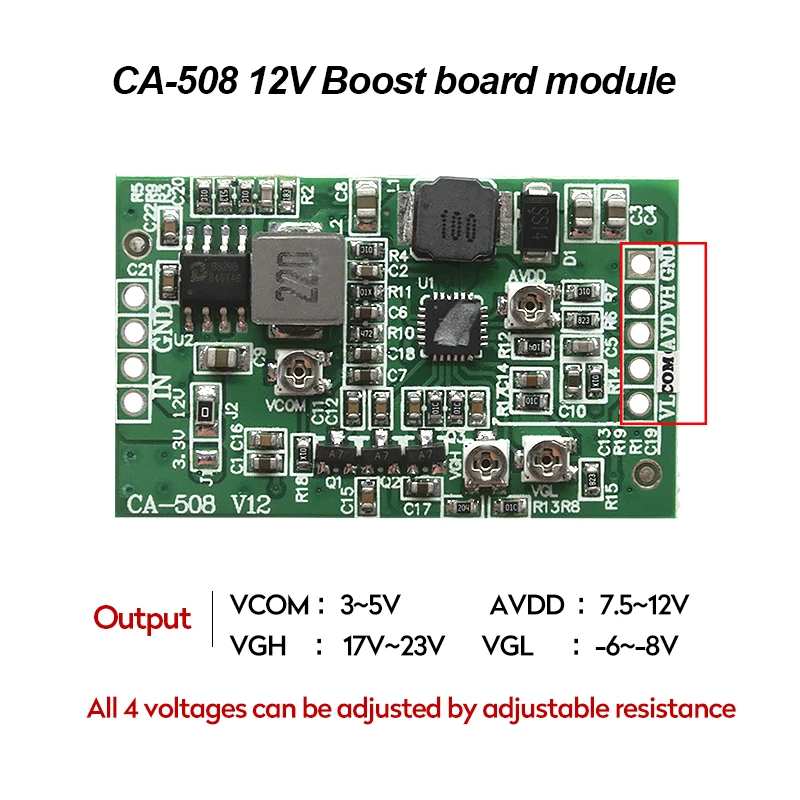 CA 508 12В Boost board модуль LCD TCON плата VGL VGH VCOM. AVDD 4 Регулируемый|Промышленные компьютеры