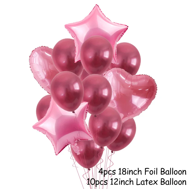 14p balloons set-F 10/15/20 шт. металлическая хромированная воздушные шары с днем рождения/воздушные шары Золотое конфетти балон Свадебные украшения надувные гелием Balons шарики - Цвет: 14p balloons set-F