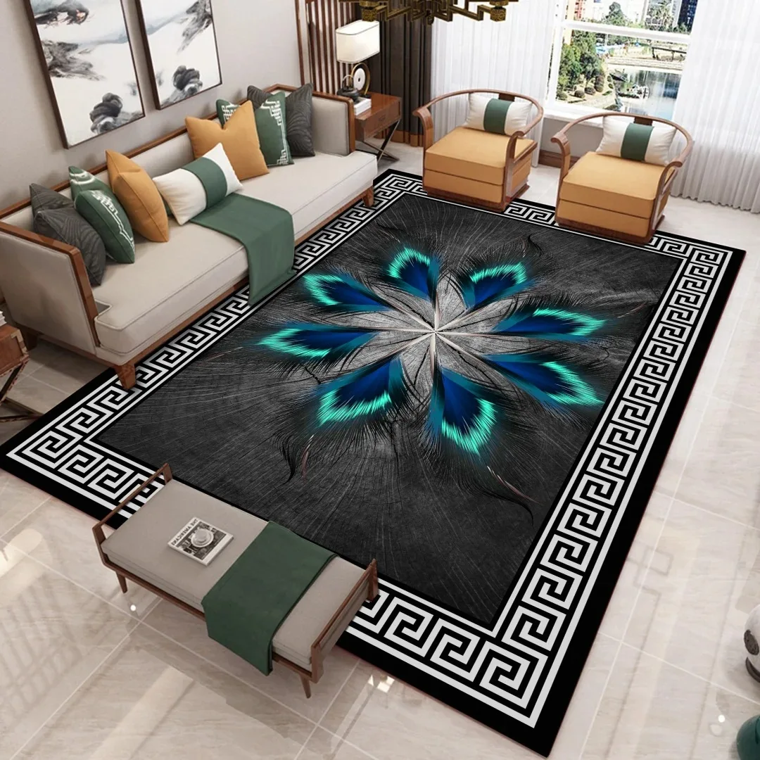 קריקטורה נוצת 3D הדפסת שטיחים לסלון חדר שינה גדול אזור שטיחים להחליק מיטת רצפת מחצלות נורדי בית גדול שטיח