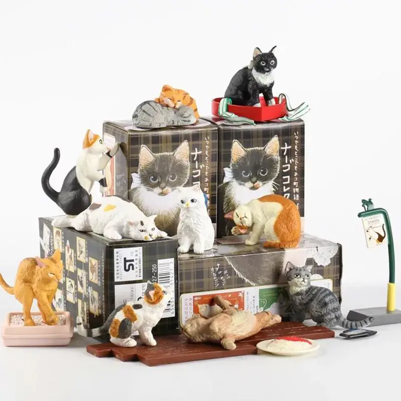 

Cut cat blind box Anime Cartoon Dolls Funny Animal model toys Coquettish and cute background model toys Birthday Christmas Gifts