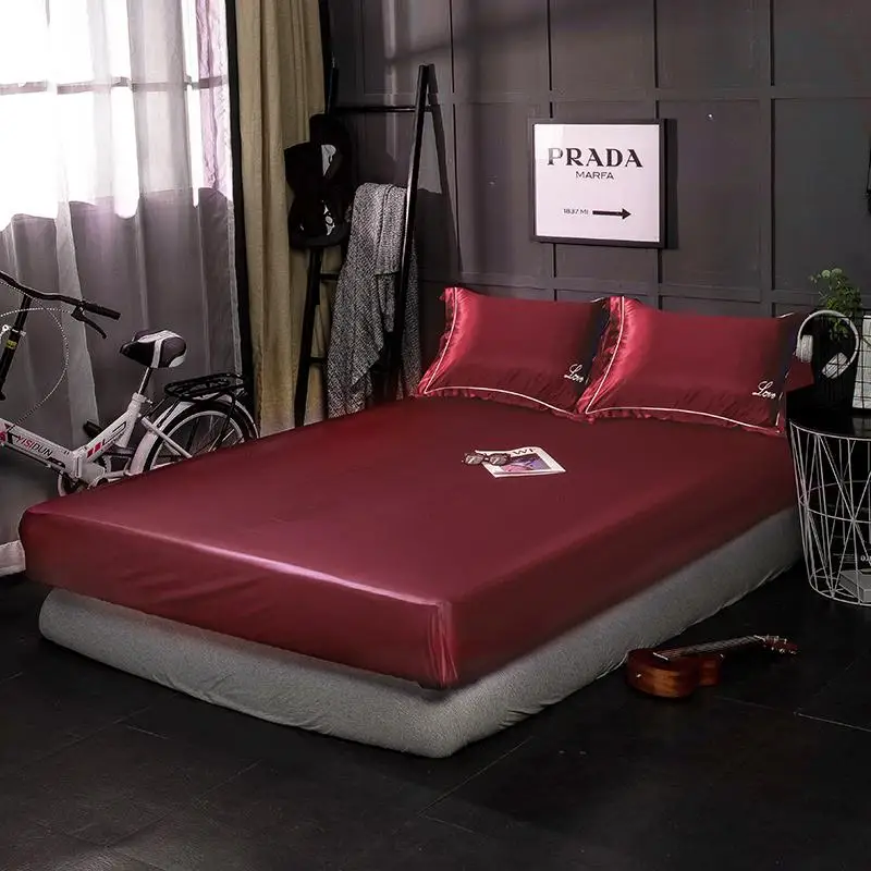 4pcs Home Textile silk tencel bedding set embroidery bed sheet duvet cover Fitted Bed Flat king queen size | Дом и сад