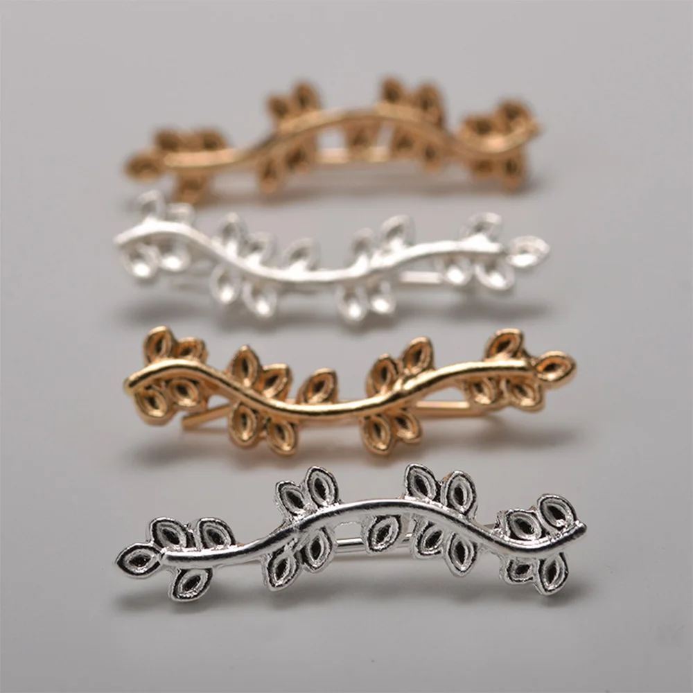 Женские серьги-гвоздики в виде листьев золотистые/Серебристые Многослойные