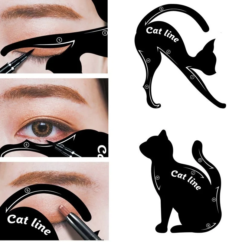 

Hot DIY 2 PCS/Set Women Eyeliner Template Pro Eye Makeup Tool Eye Template Shaper Model Easy to make up set Tools