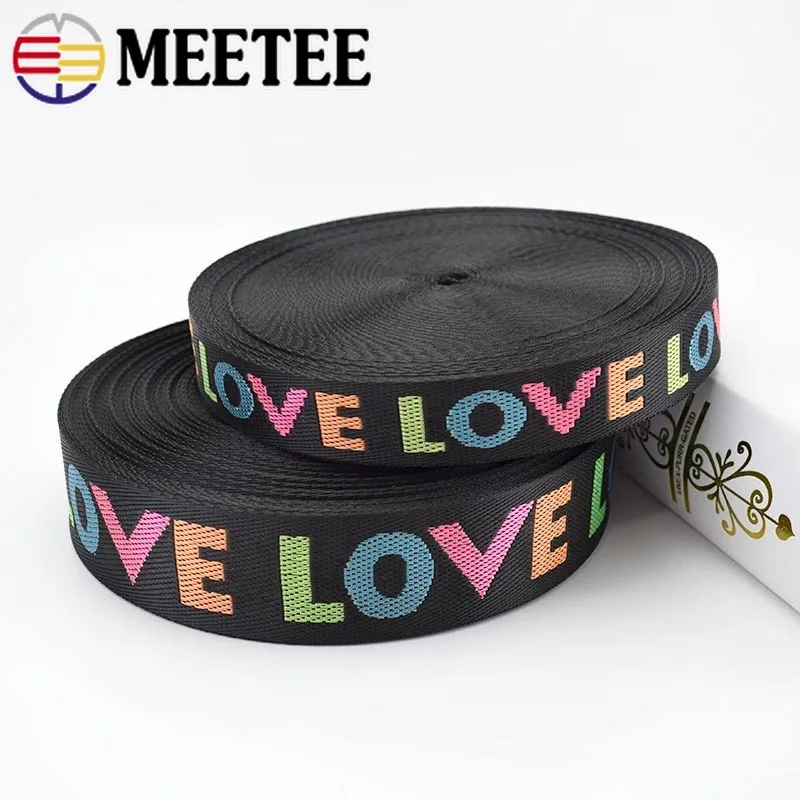 Meetee 8 ярдов 25/38 мм нейлоновая жаккардовая тесьма Лента Любовь для сумки плечевой