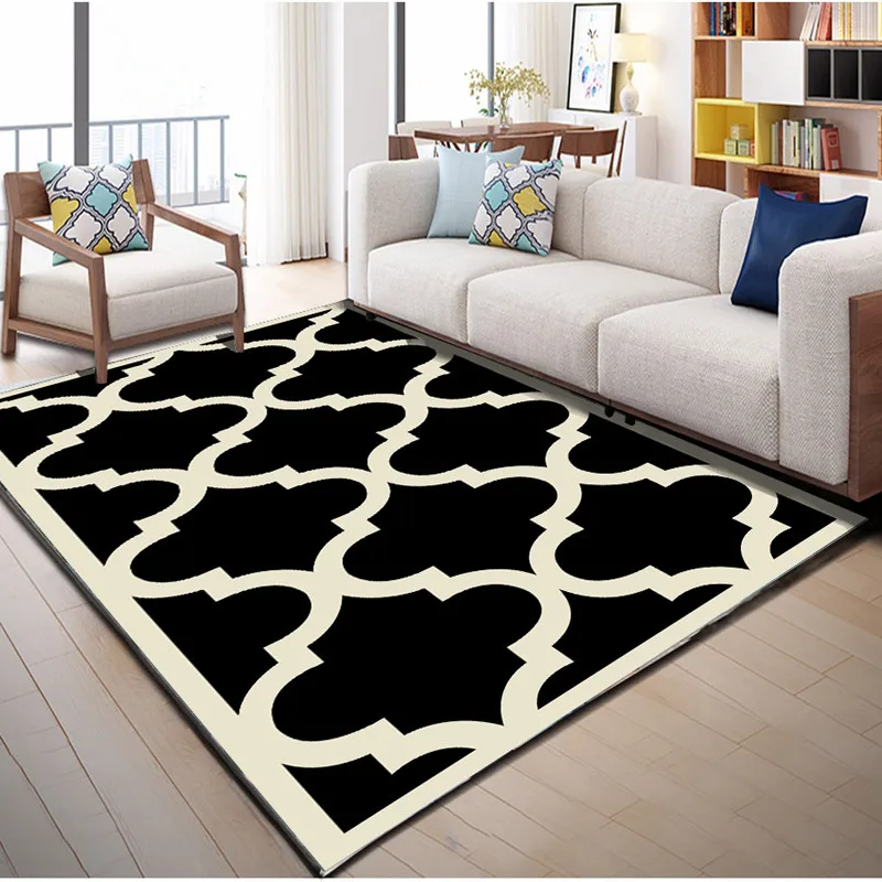 Ковер в скандинавском стиле с 3D принтом розовый/черный/желтый/зеленый Домашние