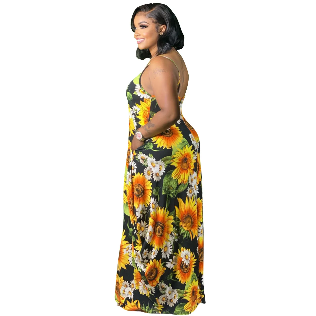 

Floral Printed Dress Women Sexy Spaghetti Strap Sleeveless Loose Casual Beach Summer Fashion Long Dresses Dropshipping 2021 New