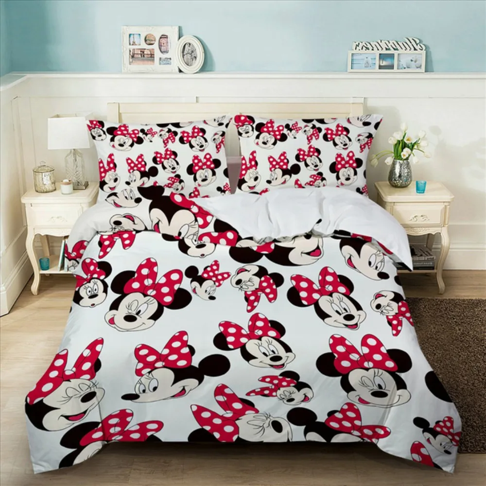 

Домашний текстиль, набор постельного белья с Микки Маусом, мультяшная кровать Минни Маус, детский пододеяльник, односпальное постельное бе...