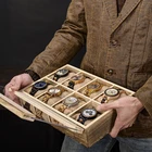 Деревянная витрина для наручных часов BOBO BIRD, органайзер, подставка под часы, дисплей для ювелирных изделий, чехол с подушками без часов