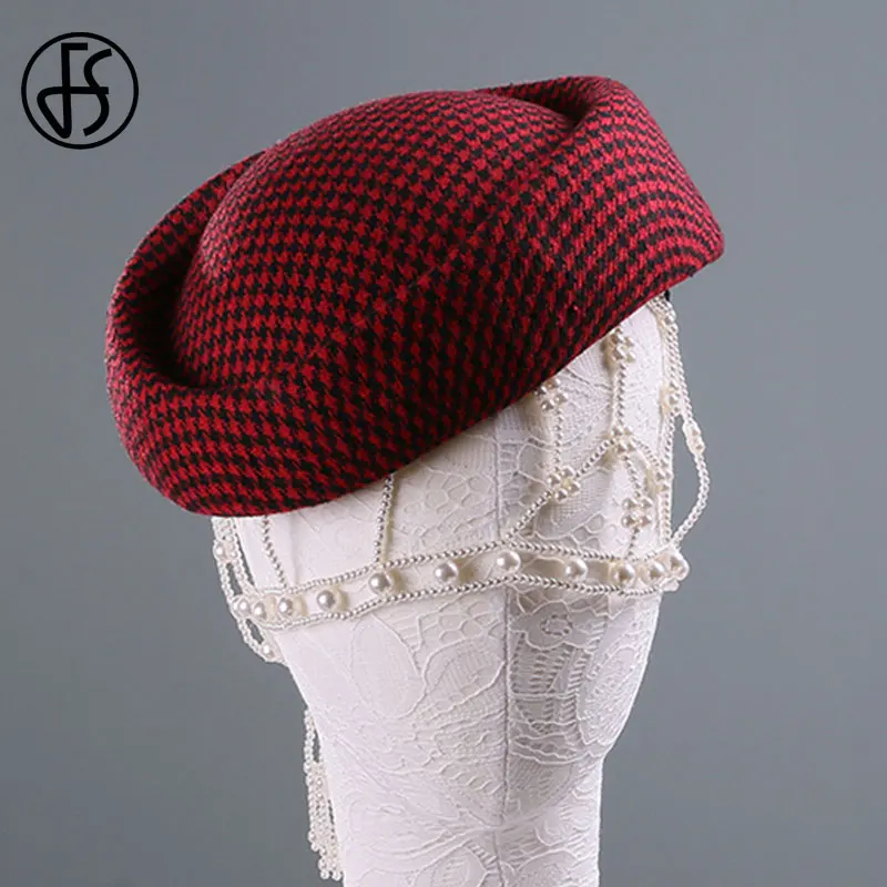 FS оптовая продажа шляпы в черную клетку дот для женщин платье на свадьбу Зимняя