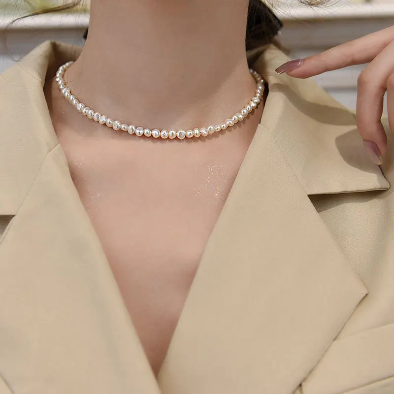 

TIMEONLY Luxury Imitation Pearls Chain Choker Neckalce for Women Ladies Retro Neckalces Anniversary Gift Jewellery Japan Style