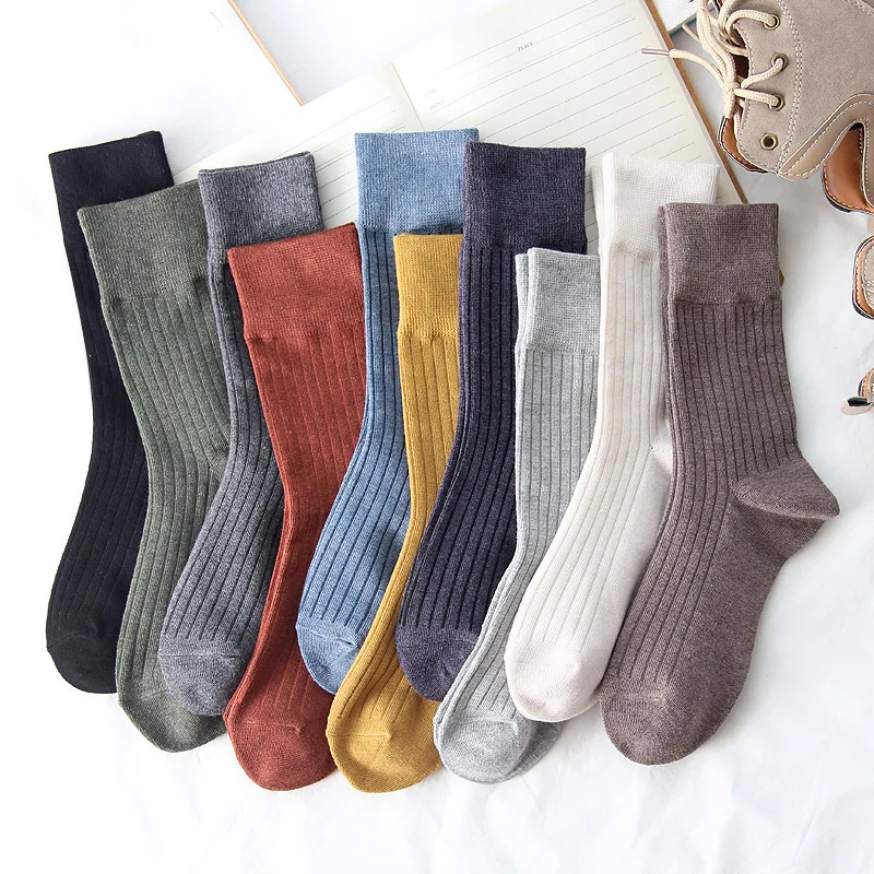 

Jeseca Autumn Winter Fashion Cotton Knitted Women Socks Solid Japan Style Cute Long Socks for Women Harajuku Vintage Streetwear