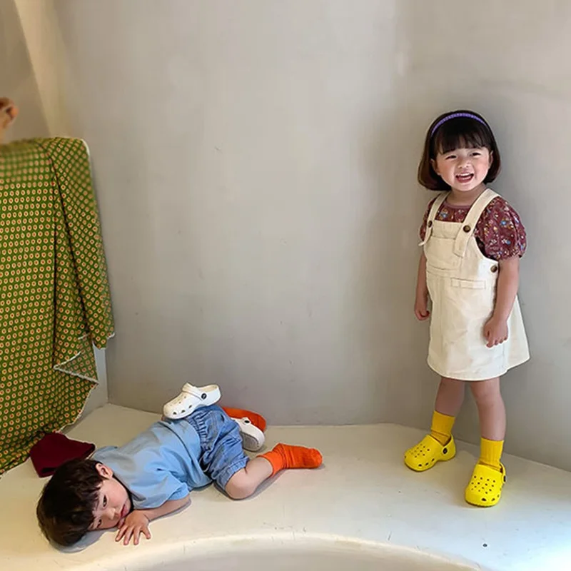 

Универсальная джинсовая юбка в иностранном стиле для девочек, милая весенне-летняя и осенняя юбка на лямках