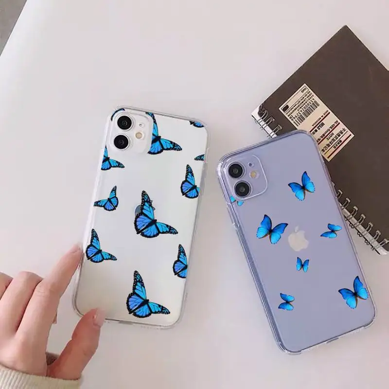 

Fashionable and cutebutterfly Phone Case For iphone 13 12 11 mini x xs xr pro max 8 7 6s 6 plus Transparent soft