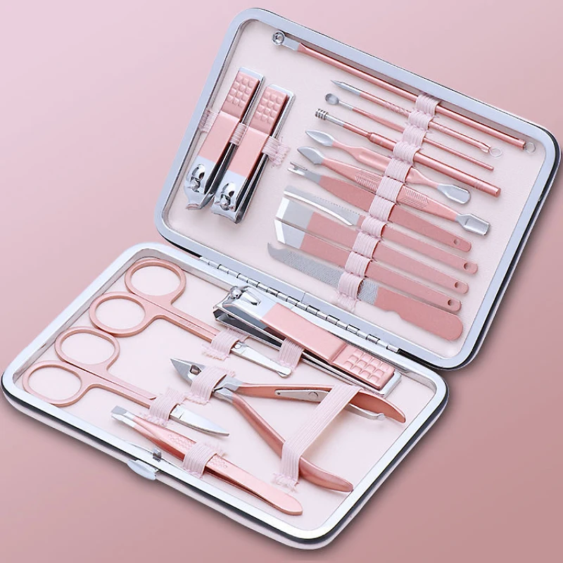 

7-18pcs Professional Nail Cutter Pedicure Scissors Set Supplies Stainless Steel Eagle Hook Portable Manicure Nail Clipper Tools