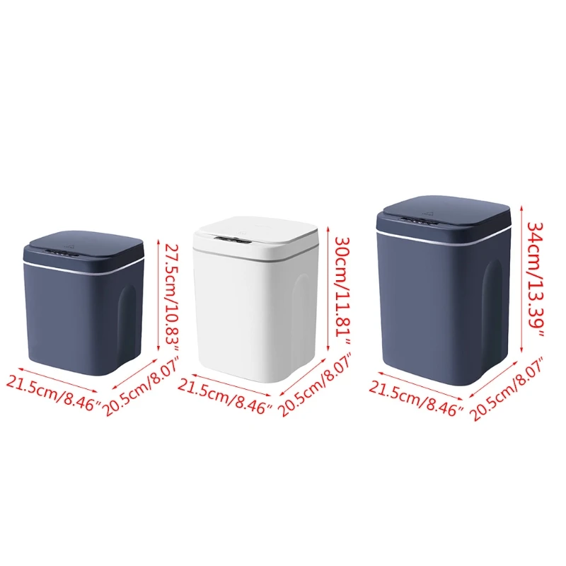 

Home Smart Sensor Square Trash Can Rechargeable Small Household Waste Bin Plastic Basket Bucket for Office Kitchen