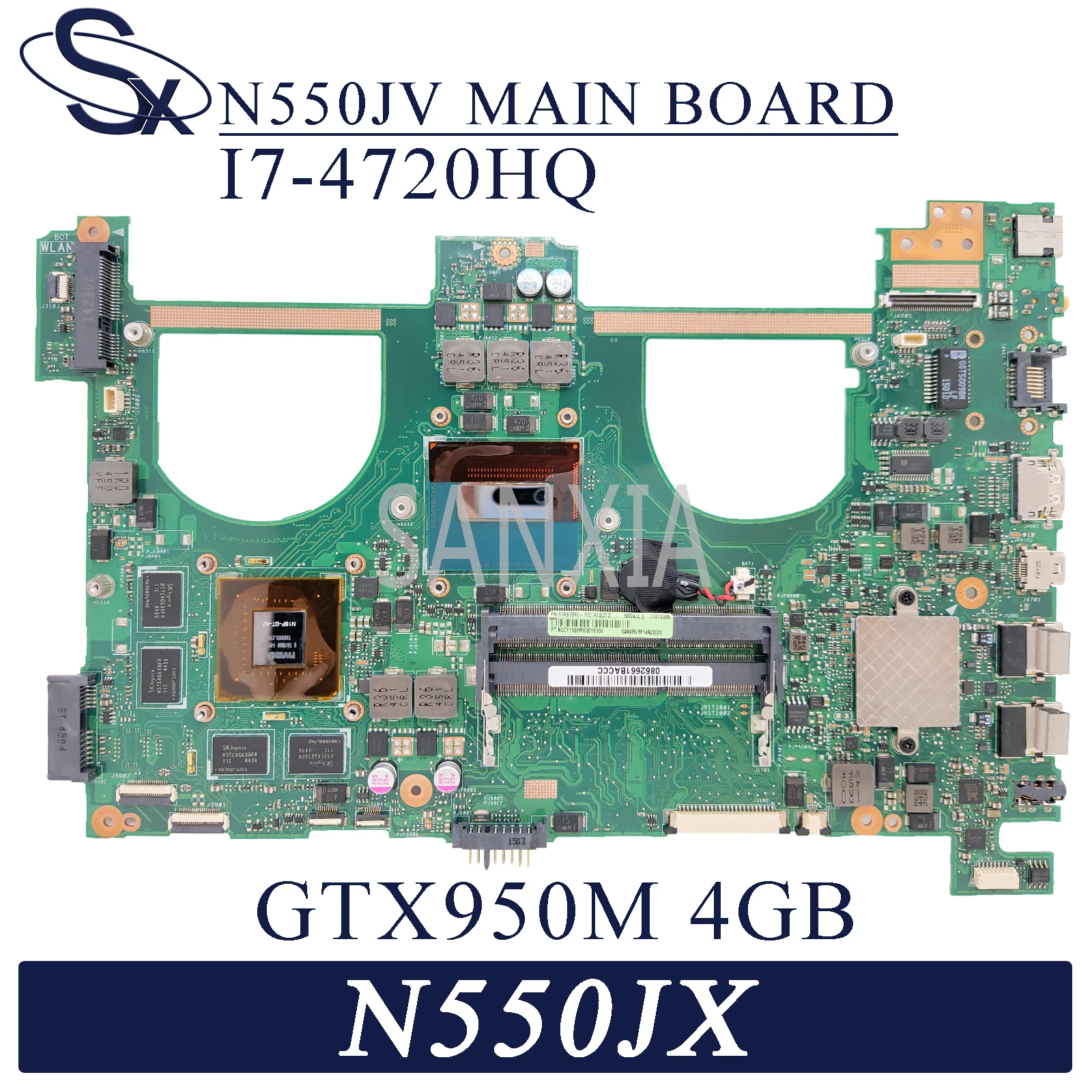 

KEFU N550JV Laptop motherboard for ASUS VivoBook N550JX N550JK N550J G550JX G550J original mainboard I7-4720HQ GTX950M-4GB