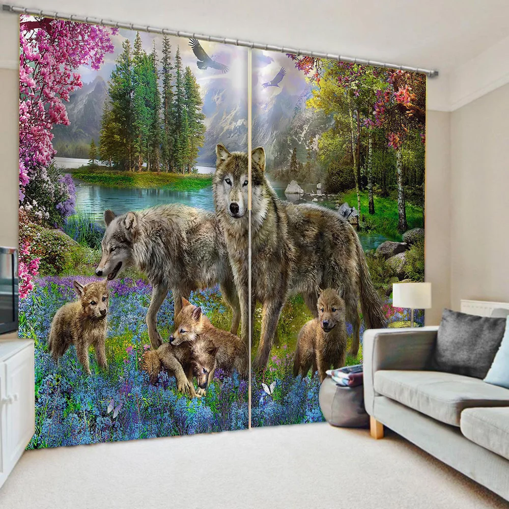 

3D оконные шторы для гостиной, спальни, шторы Cortina, индивидуальные размеры, зеленые шторы с лесом, декоративные шторы