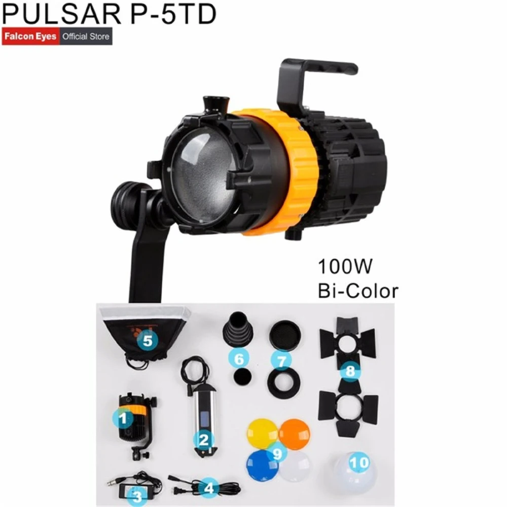 DIGITALFOTO Falcon Eyes Pulsar 5 P-5TD мини Точечный светильник Регулируемая длина фокуса заполняющий светильник 100 Вт светильник для фотосъемки