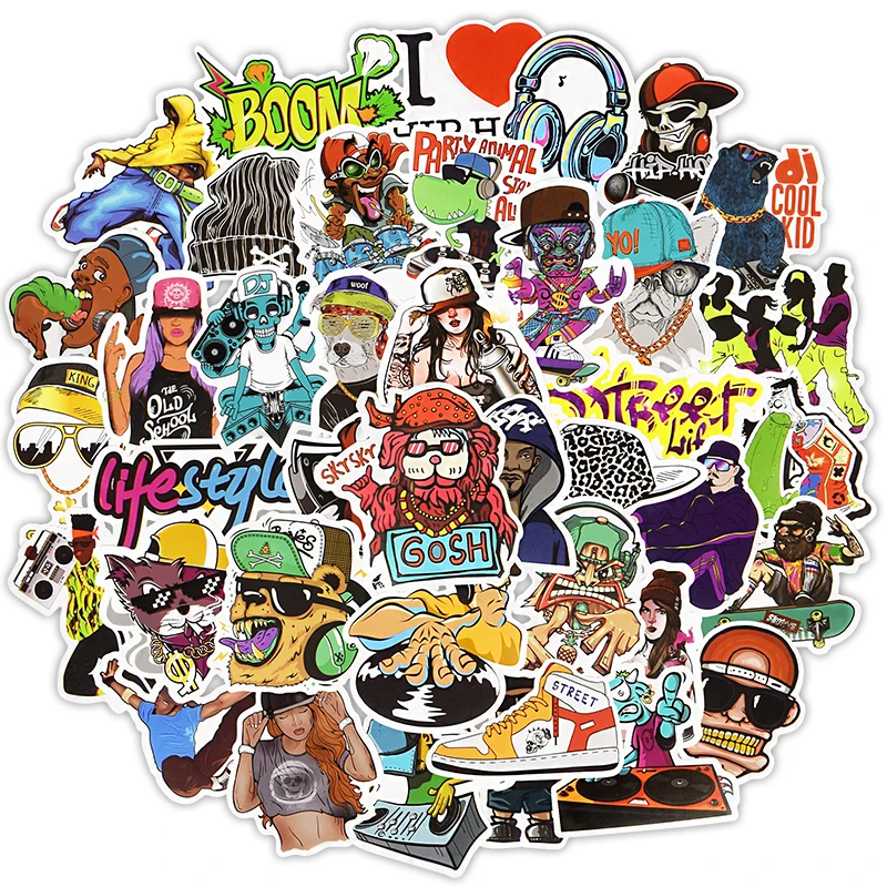 

10/30/50pcs Band Rapper Hip hop Stickers Laptop DIY Guitar Motorcycle Luggage Skateboard Cool Funny Sticker Vinyl Decals Kid Toy