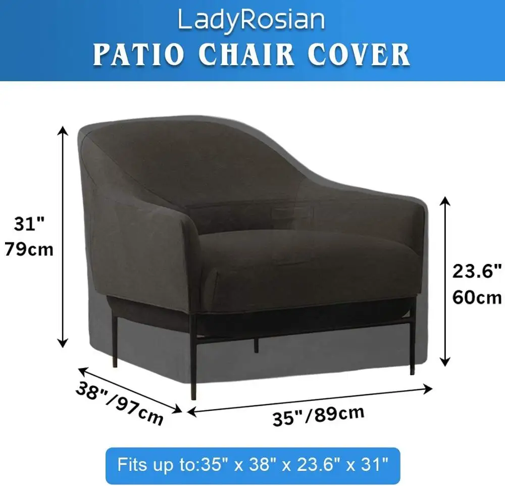 

2PCS Patio Chair Covers 600D Oxford Waterproof Durable Heavy Duty Outdoor All-Weather Protection Furniture Chair Covers