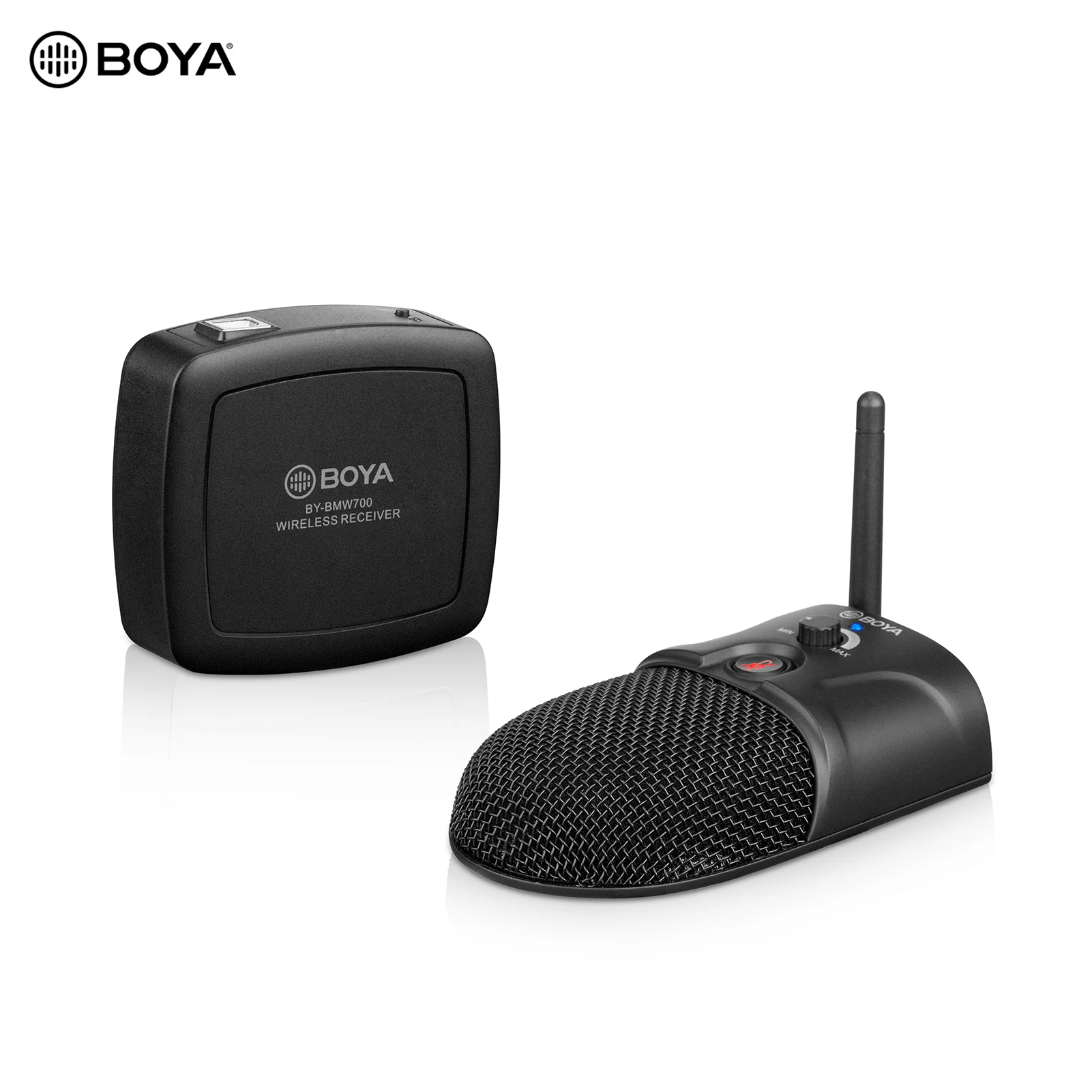 

Беспроводной микрофон BOYA для конференций, всенаправленная система 2,4G, регулировка громкости, кнопка отключения звука для настольного комп...