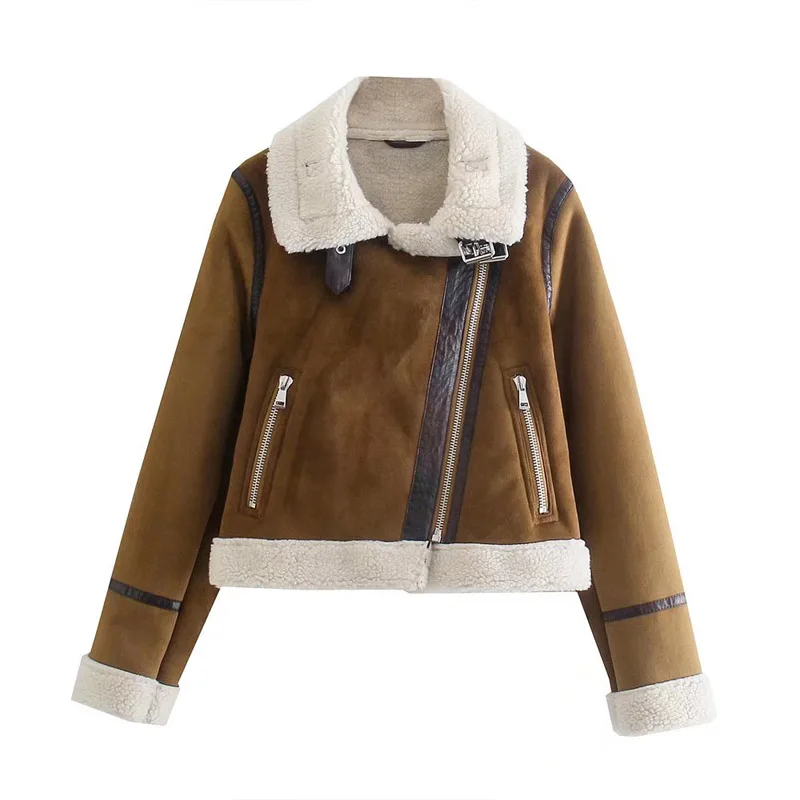 

Women Autumn Winter Jackets Coats 2021 Casual Fleece Zipper Spliced Female Fashion Warm Street Jacket Outerwear
