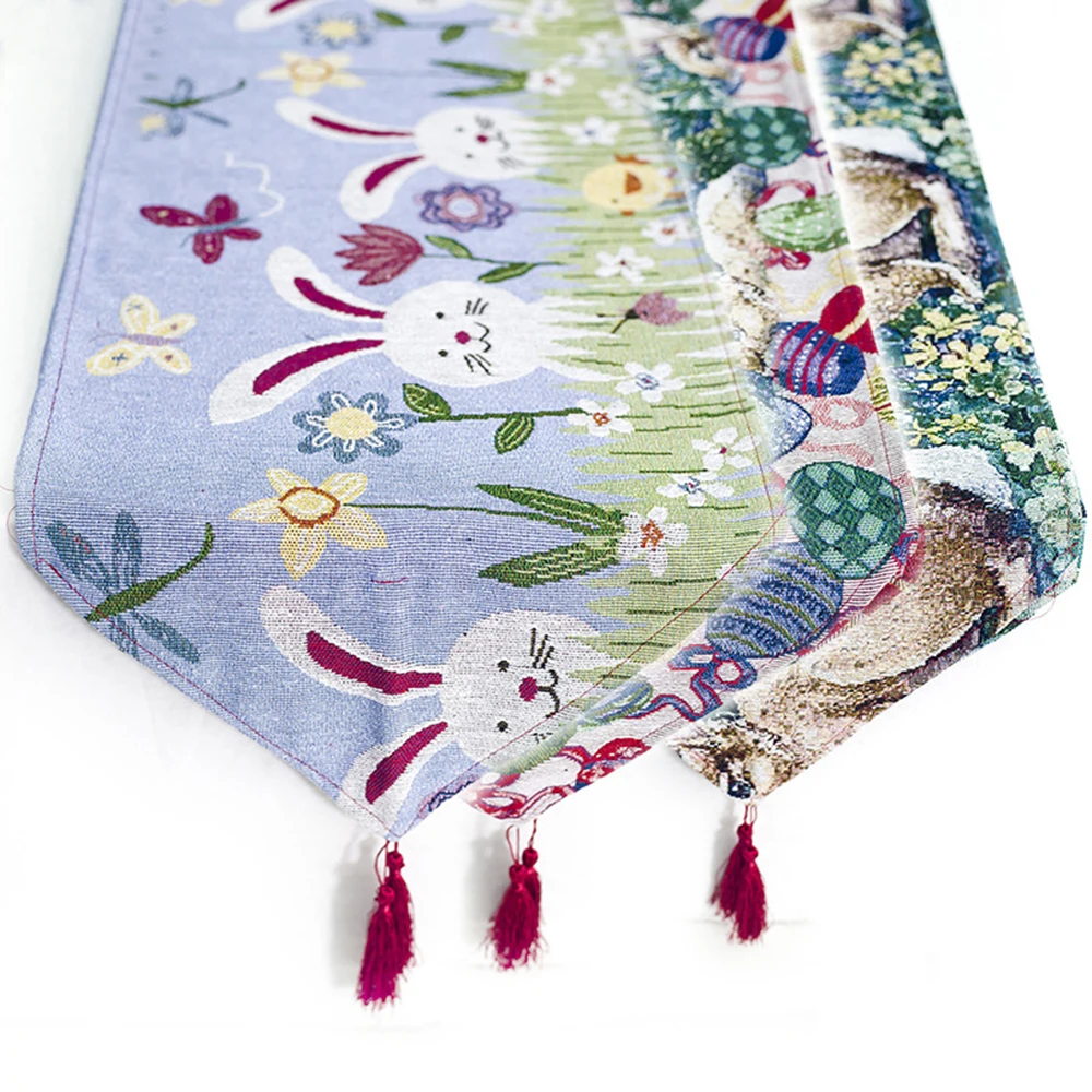 Скатерть в виде кролика с пасхальными яйцами Современная хлопковая льняная