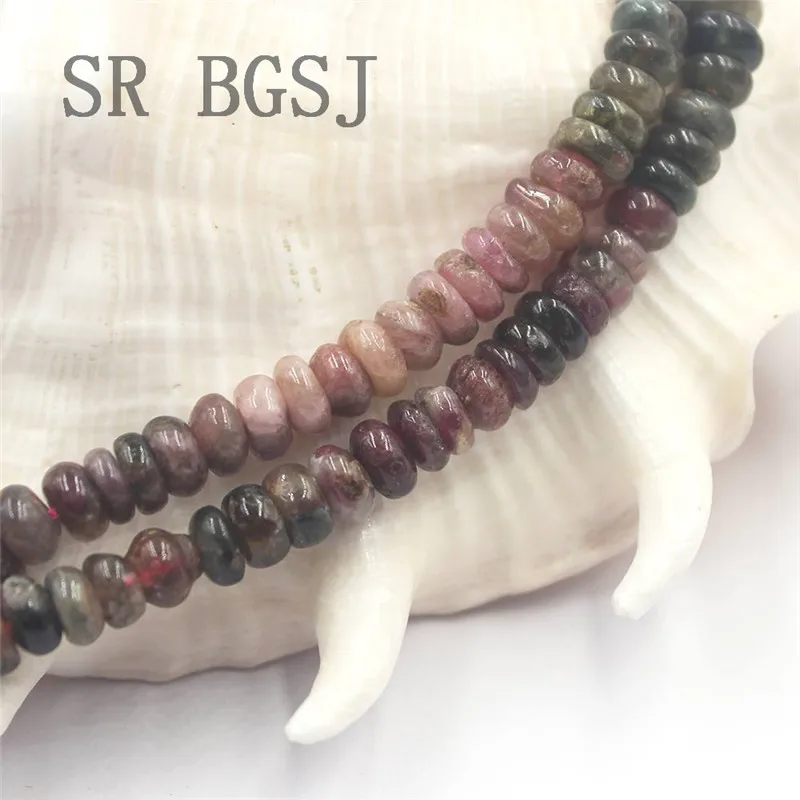 Бесплатная доставка 3x6 мм Кеши Рондель смешанный выпускник Турмалин натуральный