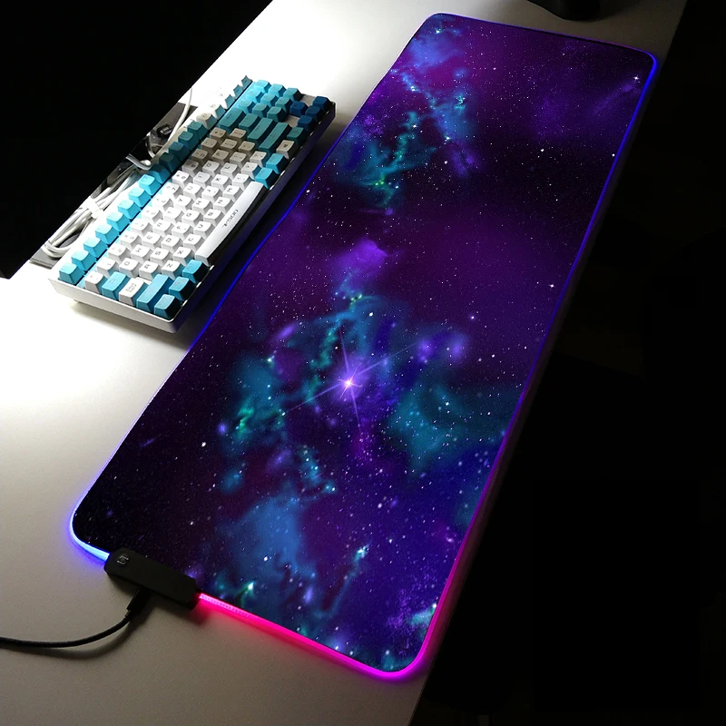 

Игровой компьютерный коврик для мыши с космической планетой, большой коврик для мыши, игровой коврик для мыши, большой светодиодный коврик ...