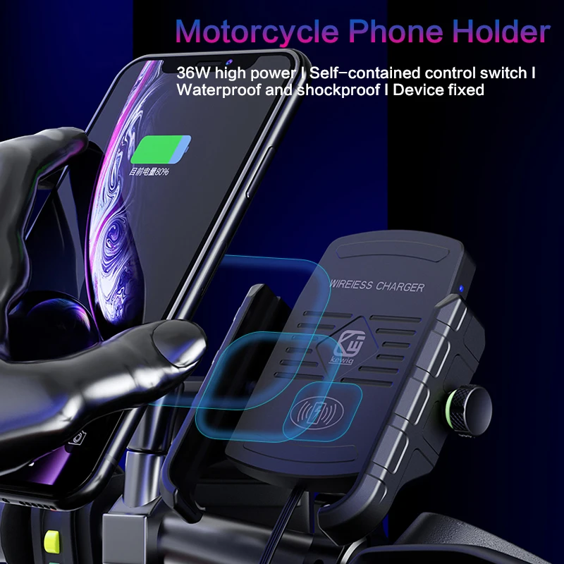 15w wireless charger motorcycle phone holder for xiaomi iphone x 8 samsung phone bracket motor handlebar wireless charger stand free global shipping