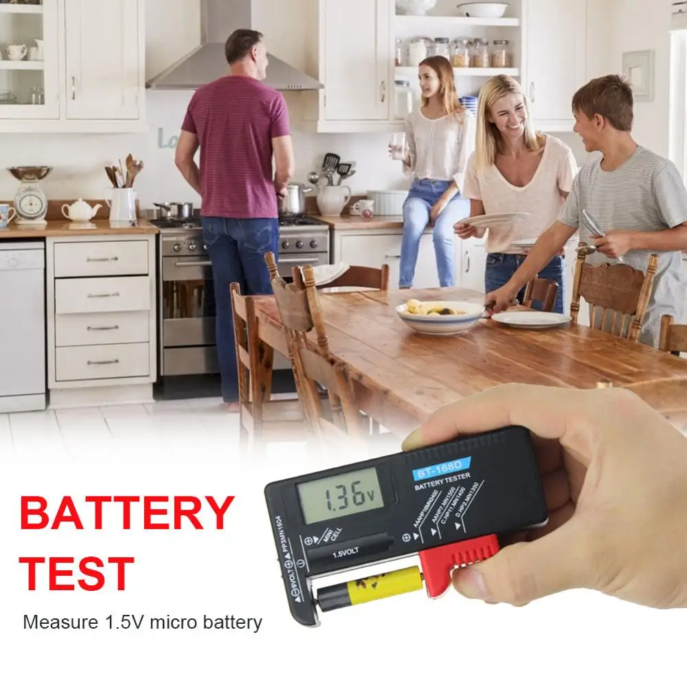 

New BT-168D Digital Battery Tester Volt Checker 9V 1.5V Button Cell Rechargeable AAA AA C D Universal Battery Test
