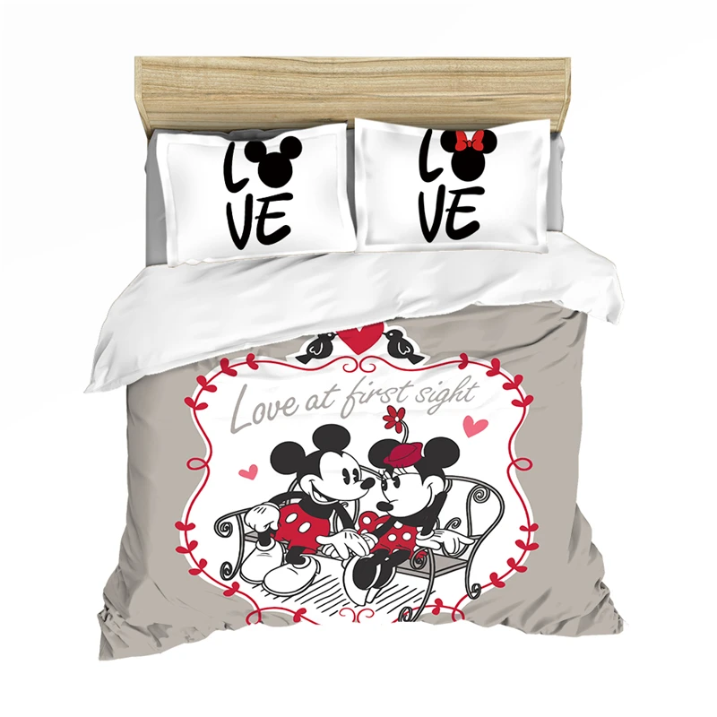 

Mickey Mouse Bedding Set Lovely Couple Queen King Size Bed Set Home Children Duvet Cover Pillow Cases Comforter Bedding Sets