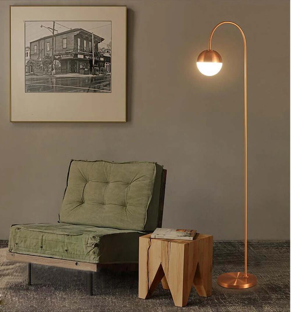 Современный напольный светильник из золотого стекла круглый шар|Напольные