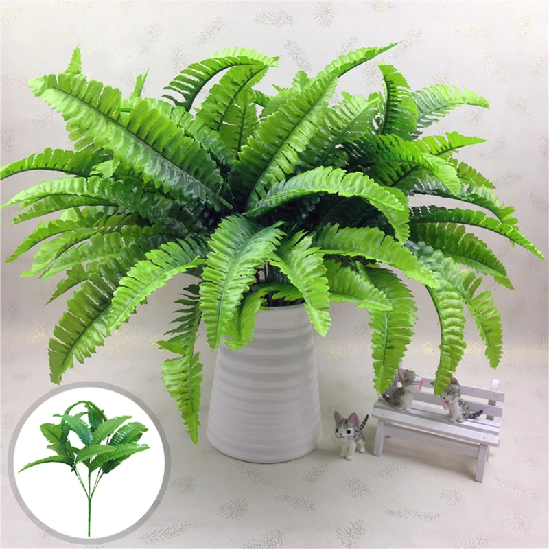

7 Fork Simulation Fern Grass Green Plant Artificial Persian Leaves Flower Wall Hanging Plants Home Wedding Shop Decor Supplies