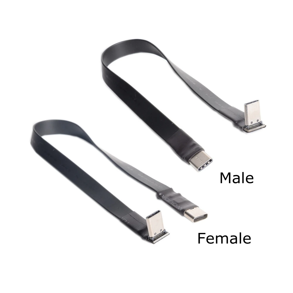 

USB 3.1 type C to type C Flat Extension Cable 10Gbps Fold 90 Degree USB C Male Female FPC FPV Aerial Photography Cord