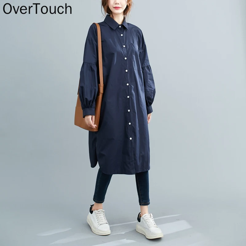 

2021 Autumn Dress Women Clothing Shirt Dress Oversize Cotton Elegant Lady Casual Loose Long Sleeve Dress Button Cardigan
