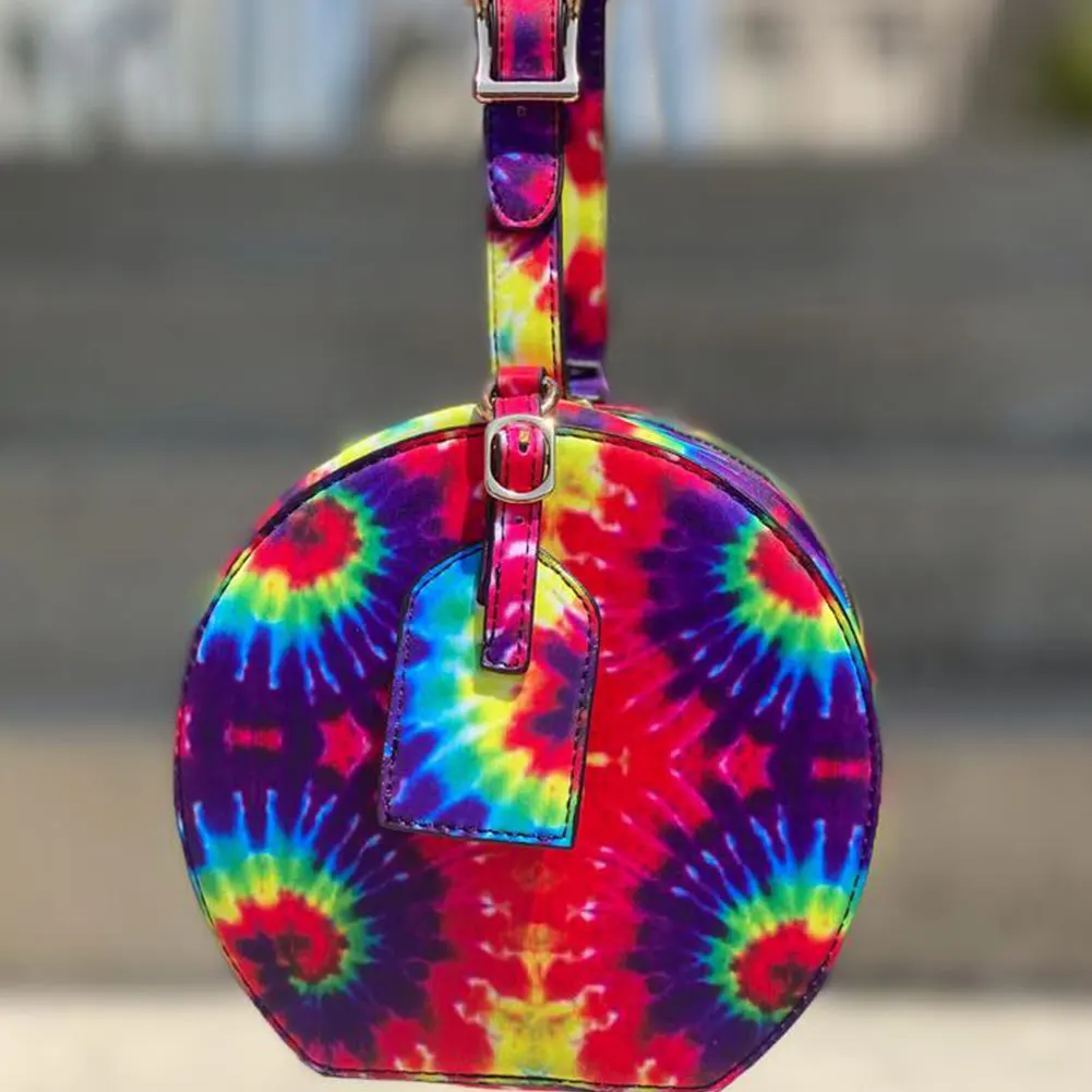 

2021 Brand New Dropship On Sale Leisure Multi Tie-Dye Unique Handbags Ladies Bags Women Casual Round Circular Bag Purse Packages