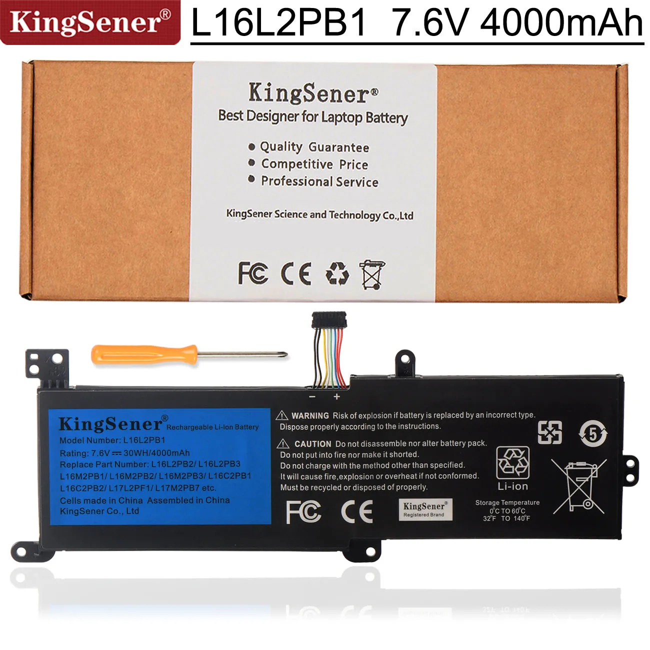 KingSener L16M2PB1แบตเตอรี่แล็ปท็อปสำหรับ Lenovo Ideapad 320-15IKB -15IAP -15AST -15ABR -14ABR 520-15IKBR 330-15ICN L16L2PB1 30WH