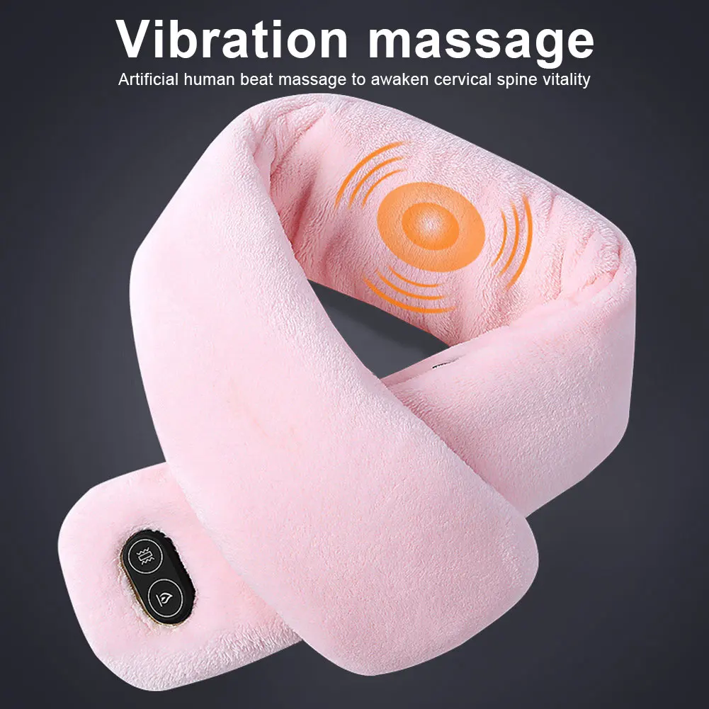 

Short pile Fur Winter Warm Heating Scarf Usb Rechargeable Cervical Collar Anti-leakage Design unisex Vibration Massage Scarf