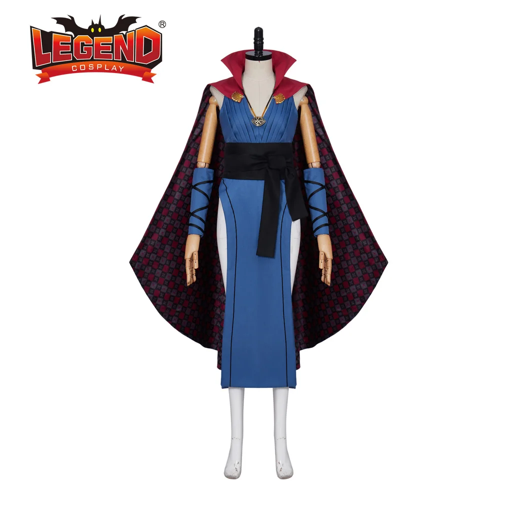 Female Dr Cosplay Doctor Stephen Strange Costume Dress Robe Sexy Superhero Costume Outfit with Cloak Cape Necklace Women Adult
