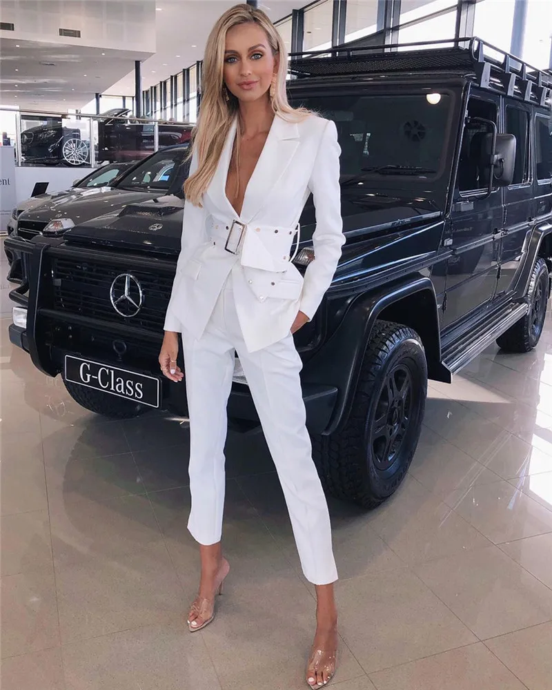 Зимние женские комплекты знаменитостей из 2 предметов белые черные с длинным