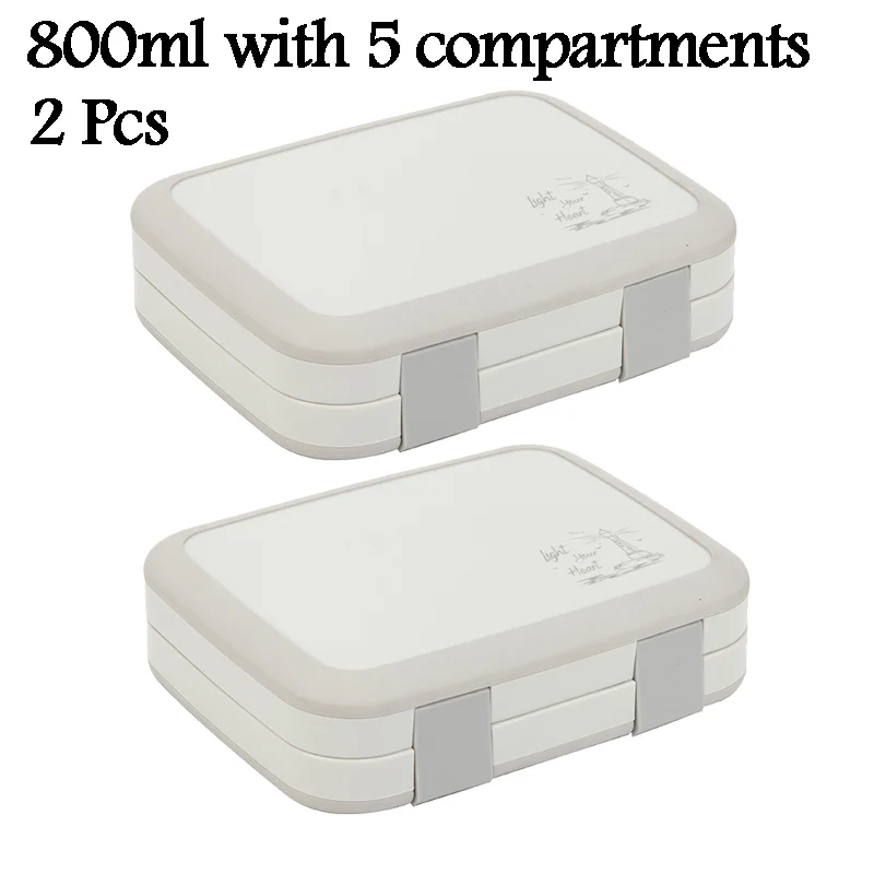 2 или 1 Bento Box для детей герметичный Ланч-бокс Microwavable контейнеры для еды большой ящик для хранения с отсеками - Цвет: 2 Pcs KT178